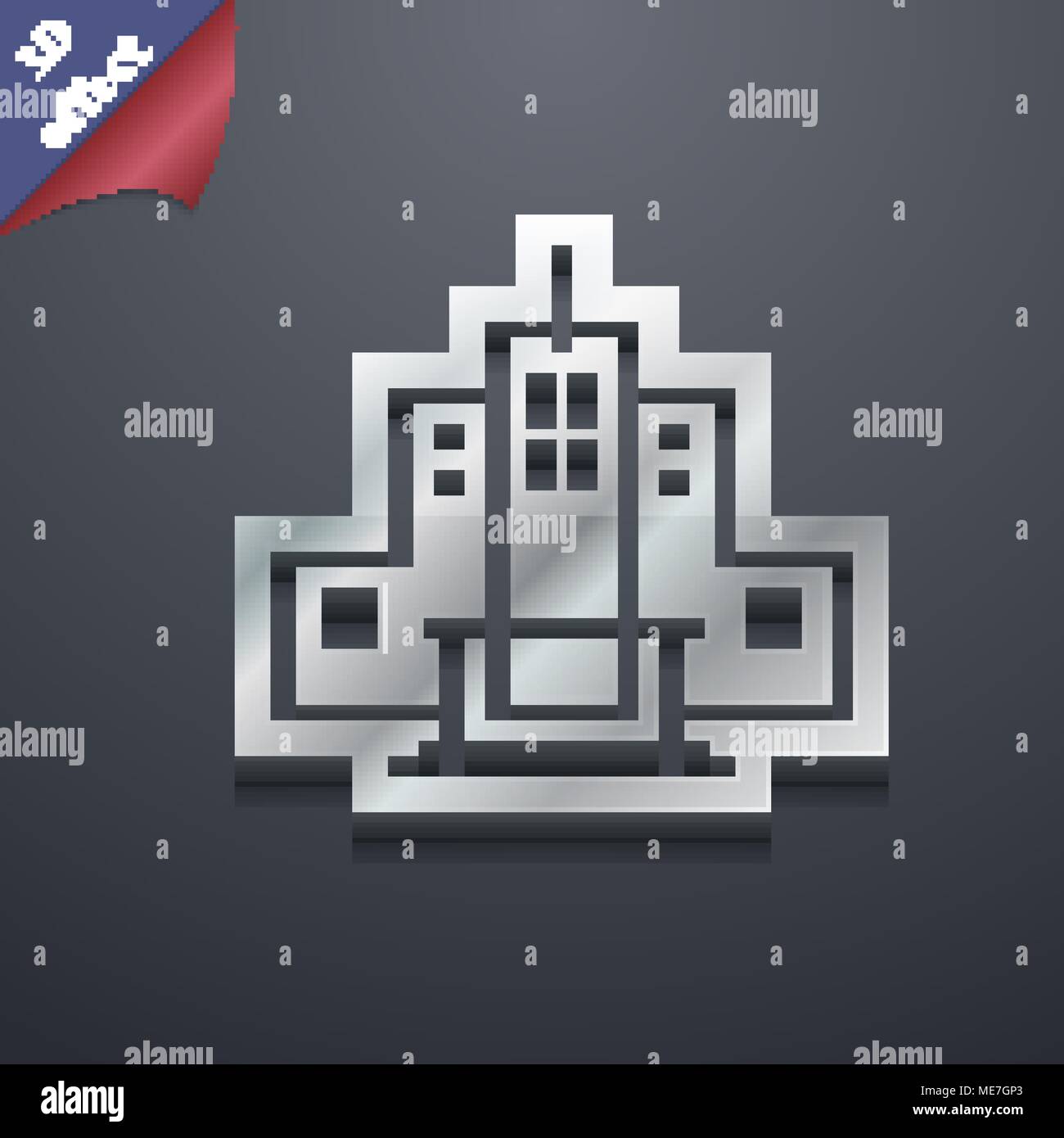 skyscraper icon symbol. 3D style. Trendy, modern design with space for ...