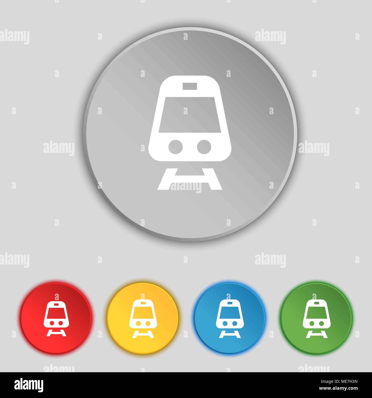 Train icon sign. Symbol on five flat buttons. Vector illustration Stock ...
