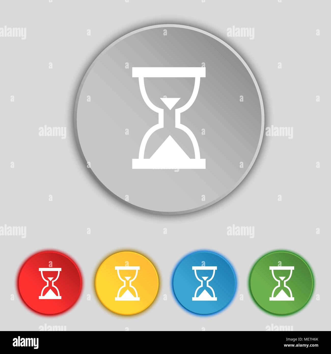 Hourglass, Sand timer icon sign. Symbol on five flat buttons. Vector ...