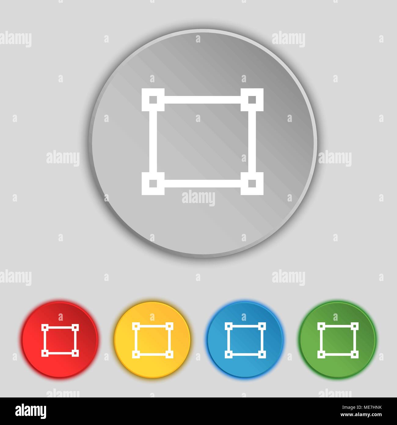 Crops and Registration Marks icon sign. Symbol on five flat buttons ...