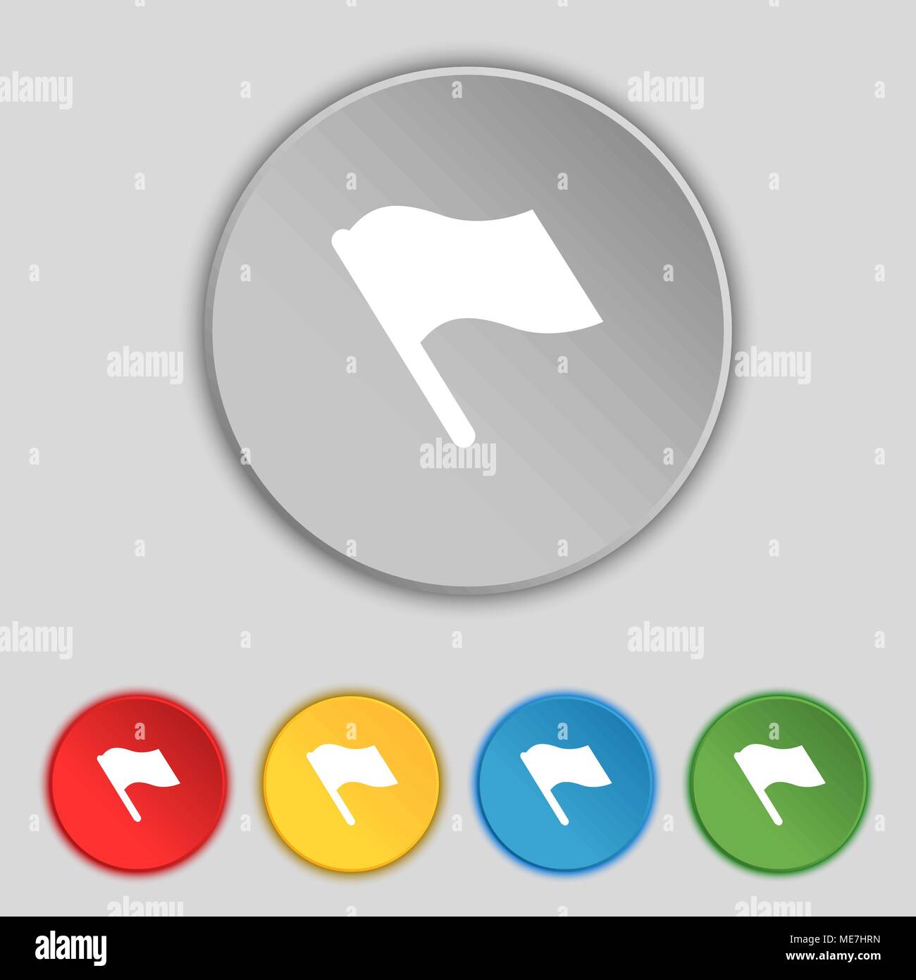 Finish, start flag icon sign. Symbol on five flat buttons. Vector ...