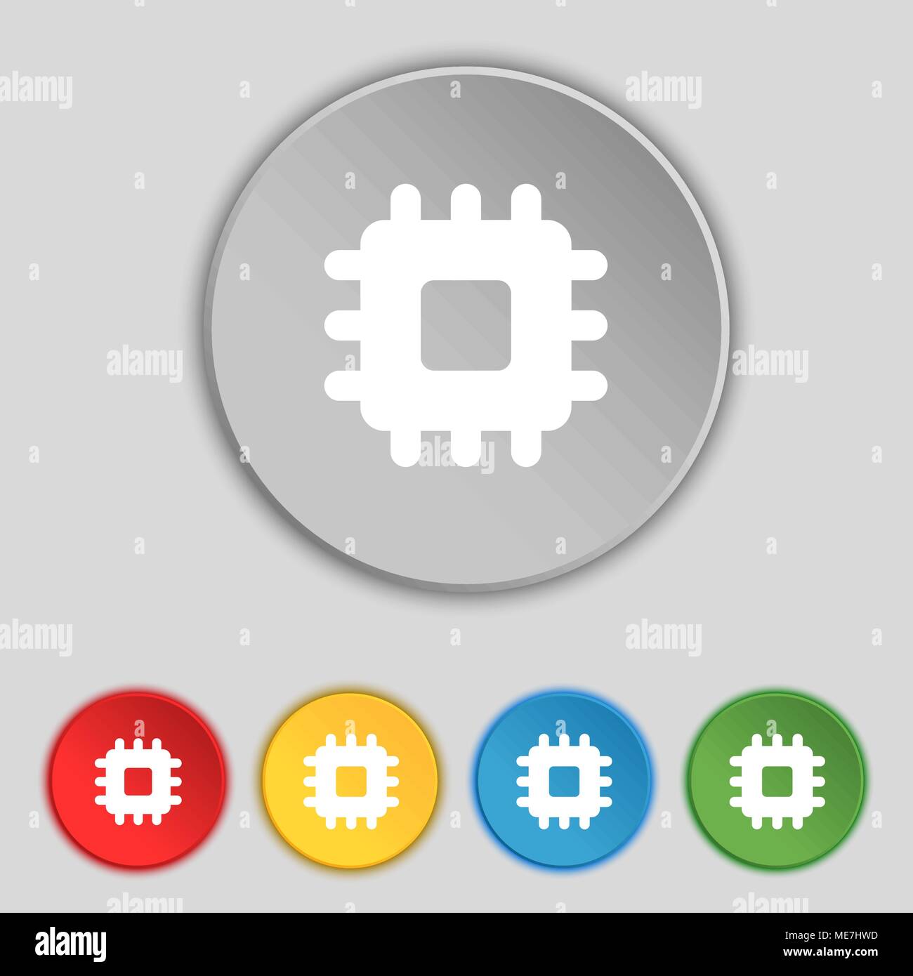 Central Processing Unit icon sign. Symbol on five flat buttons. Vector ...
