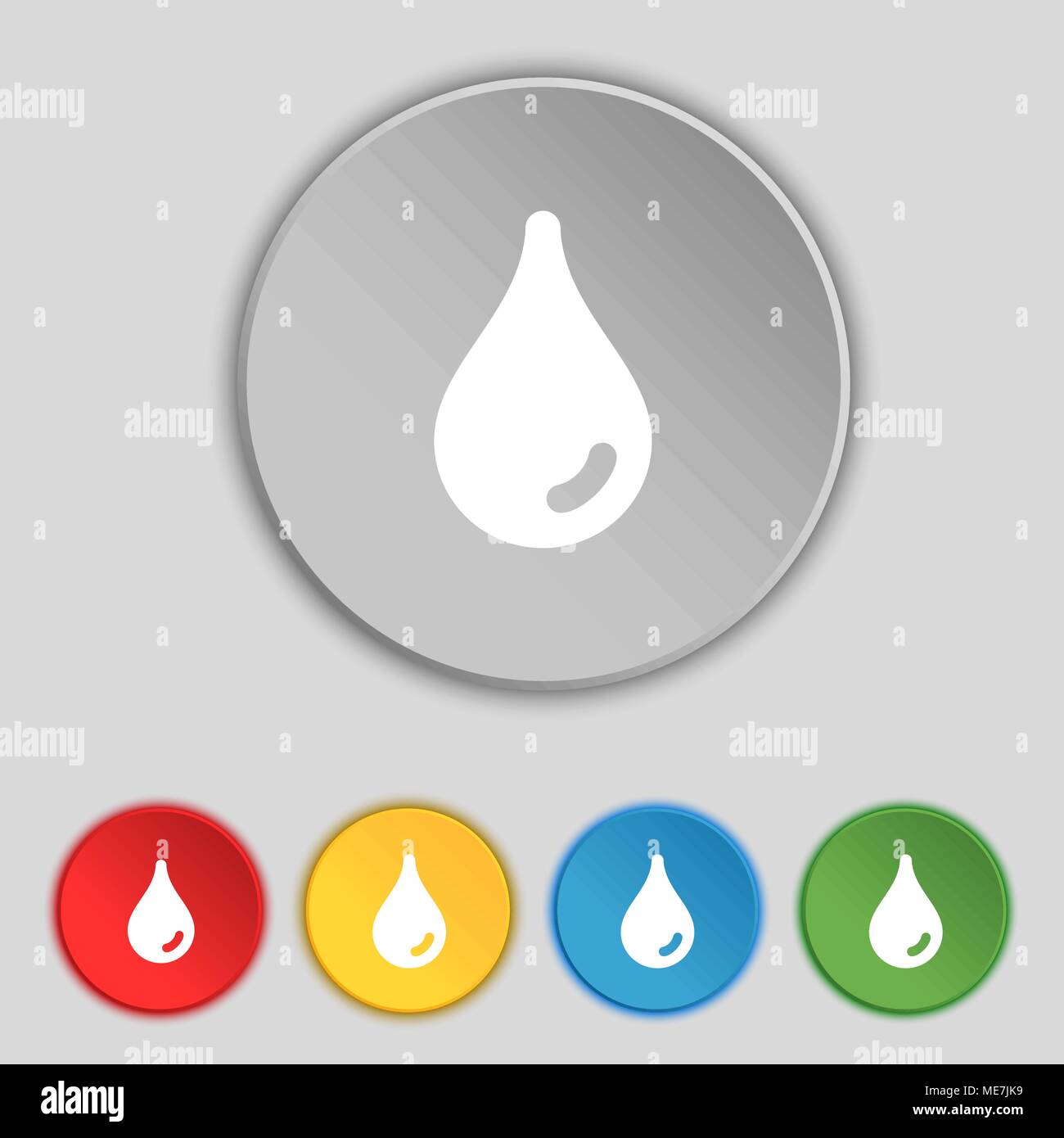 Water drop icon sign. Symbol on five flat buttons. Vector illustration ...