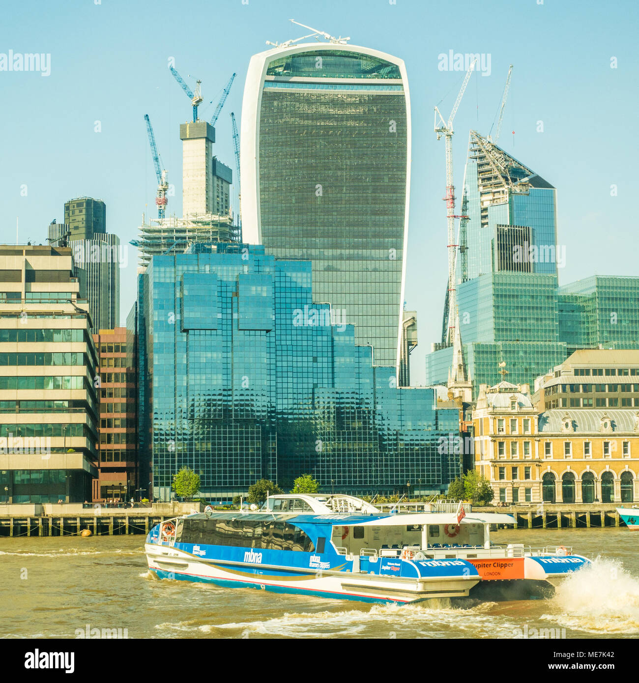 'Walkie Talkie' Skyscraper (Houses the Sky Garden) as seen from the south side of the River Thames, London Stock Photo