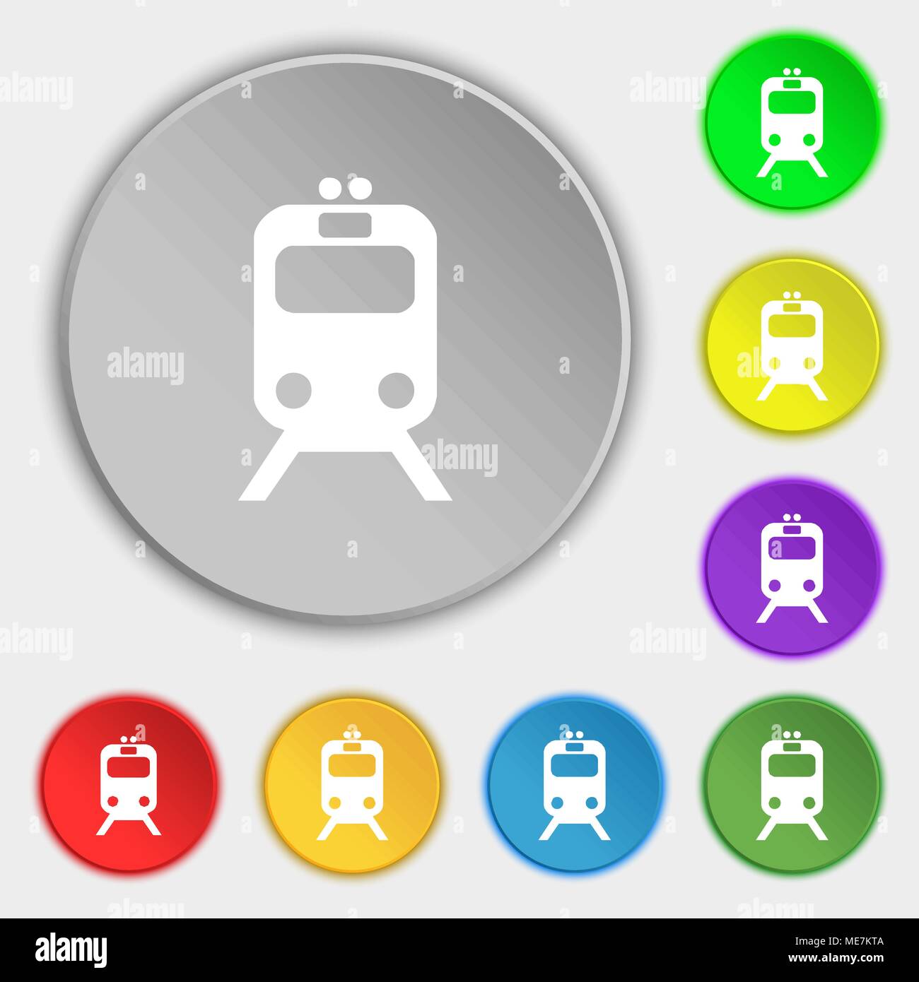 train icon sign. Symbol on five flat buttons. Vector illustration Stock Vector