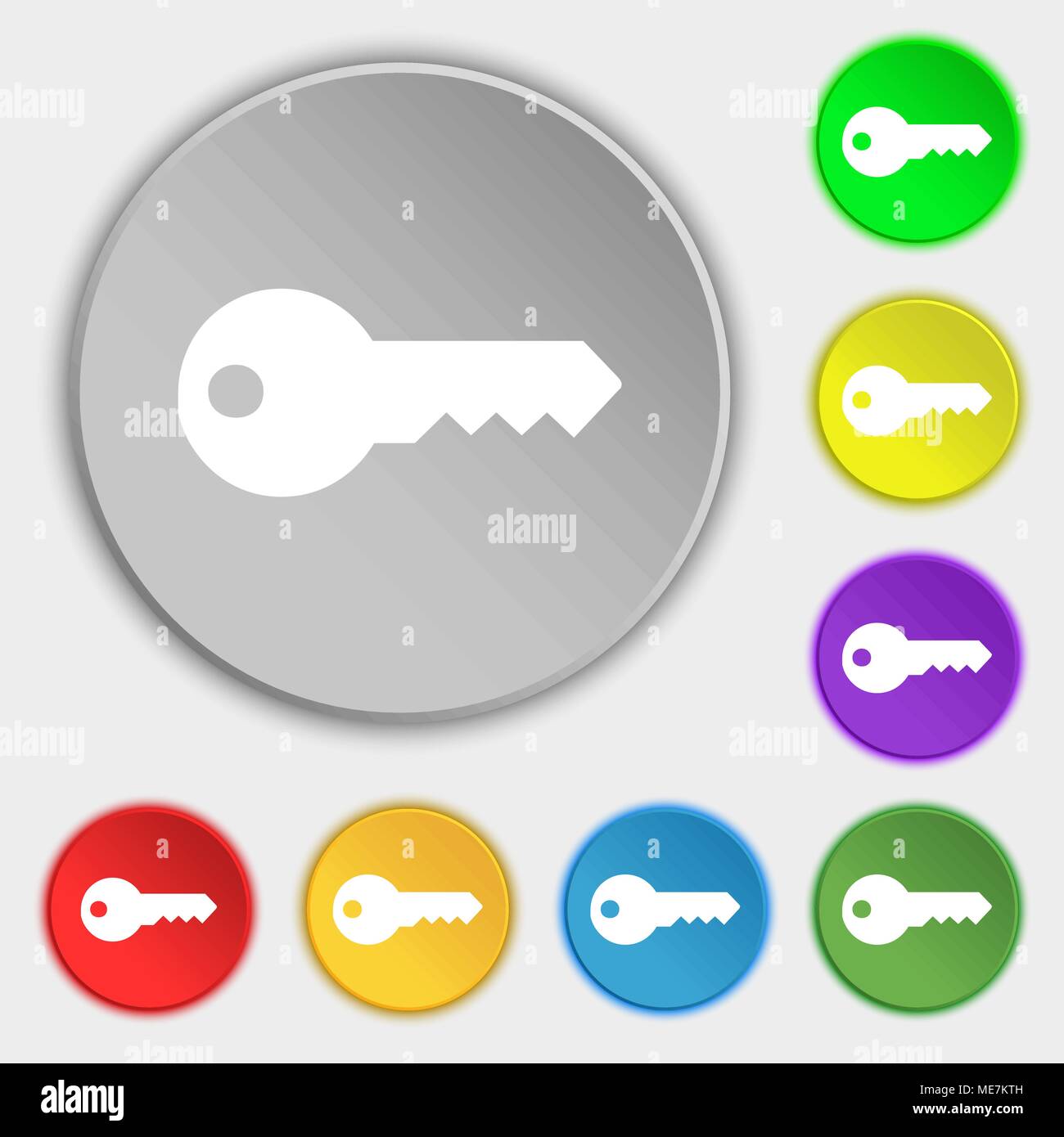 key icon sign. Symbol on five flat buttons. Vector illustration Stock ...