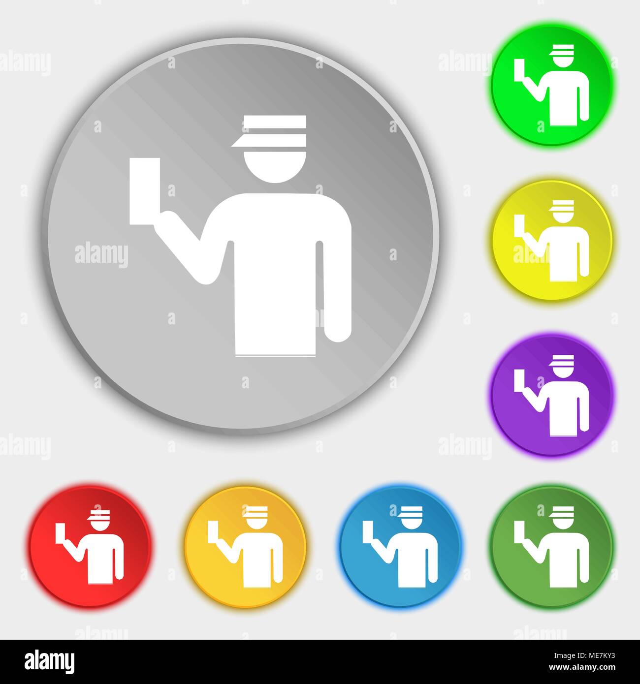 Inspector icon sign. Symbol on five flat buttons. Vector illustration ...