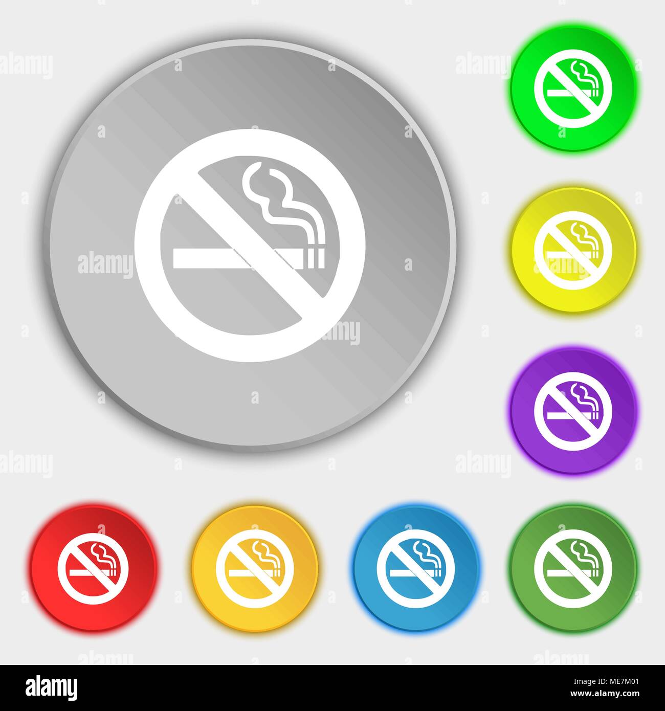 no smoking icon sign. Symbol on five flat buttons. Vector illustration ...