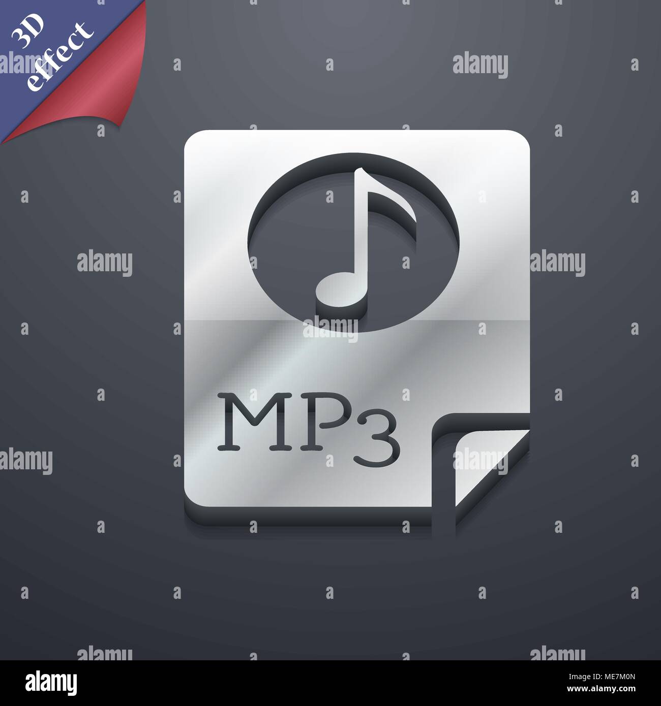 Audio, MP3 file icon symbol. 3D style. Trendy, modern design with space ...