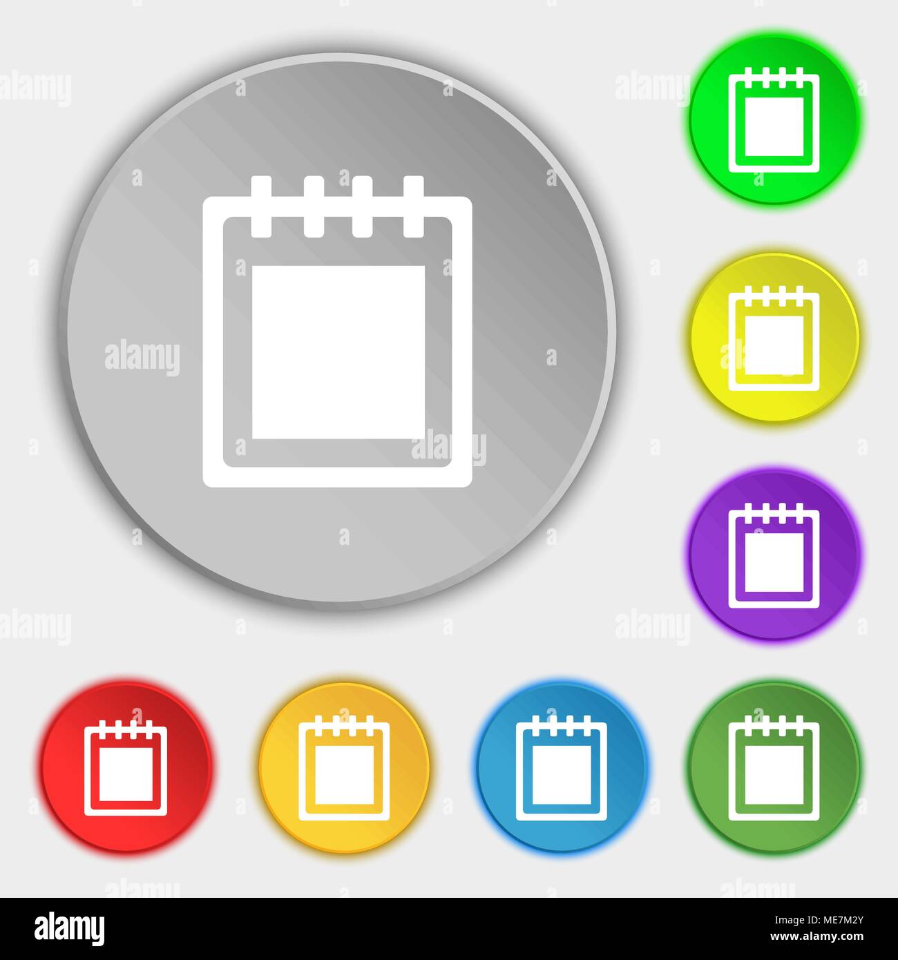 Notepad icon sign. Symbol on eight flat buttons. Vector illustration ...