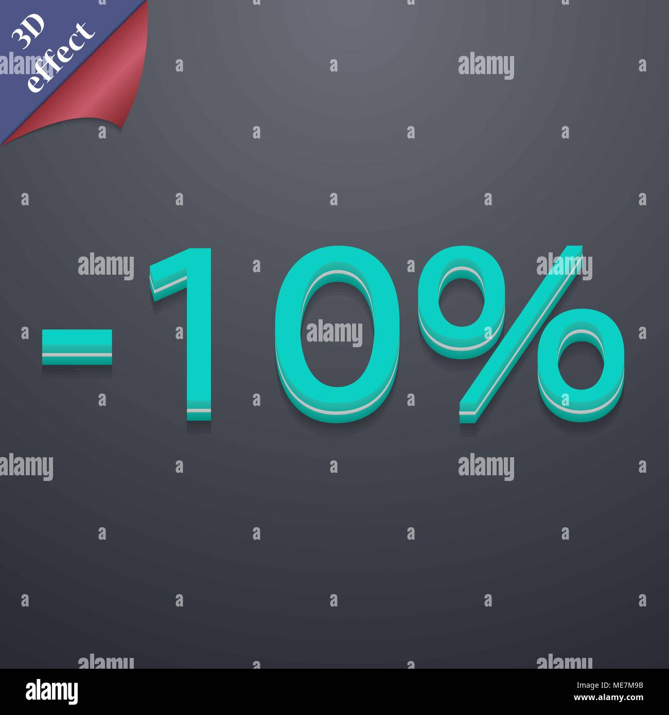 10 percent discount icon symbol. 3D style. Trendy, modern design with