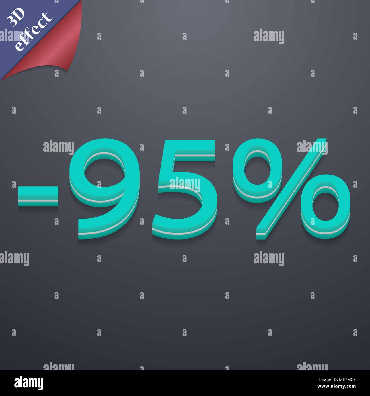 95 percent discount icon symbol. 3D style. Trendy, modern design with ...