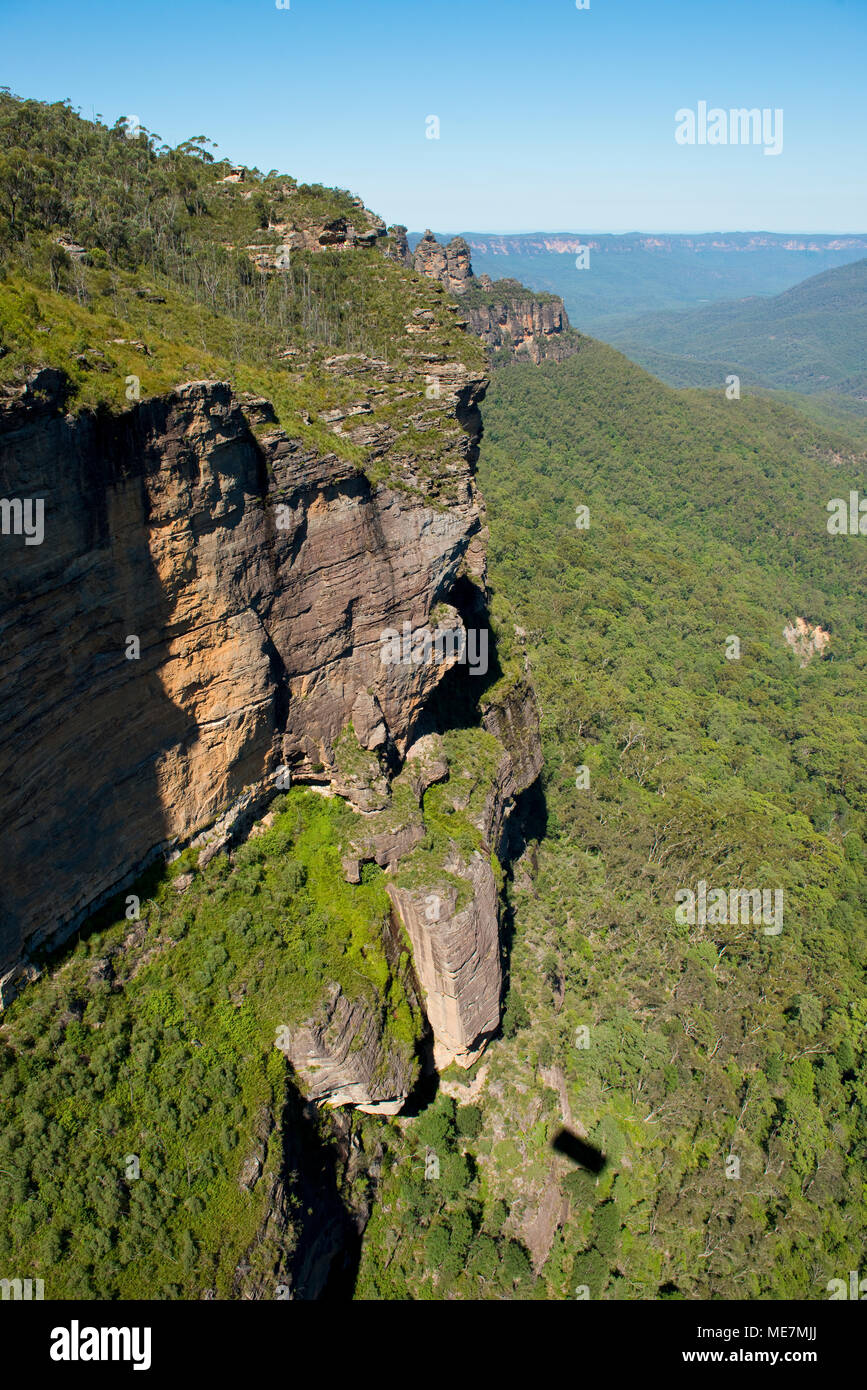 Sheer cliffs on Blue Mountains at Katoomba. New South Wales Stock Photo