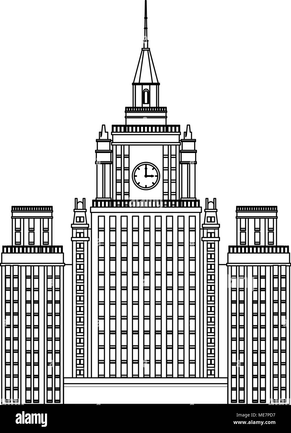 Skyscraper building isolated on black and white Stock Vector Image ...