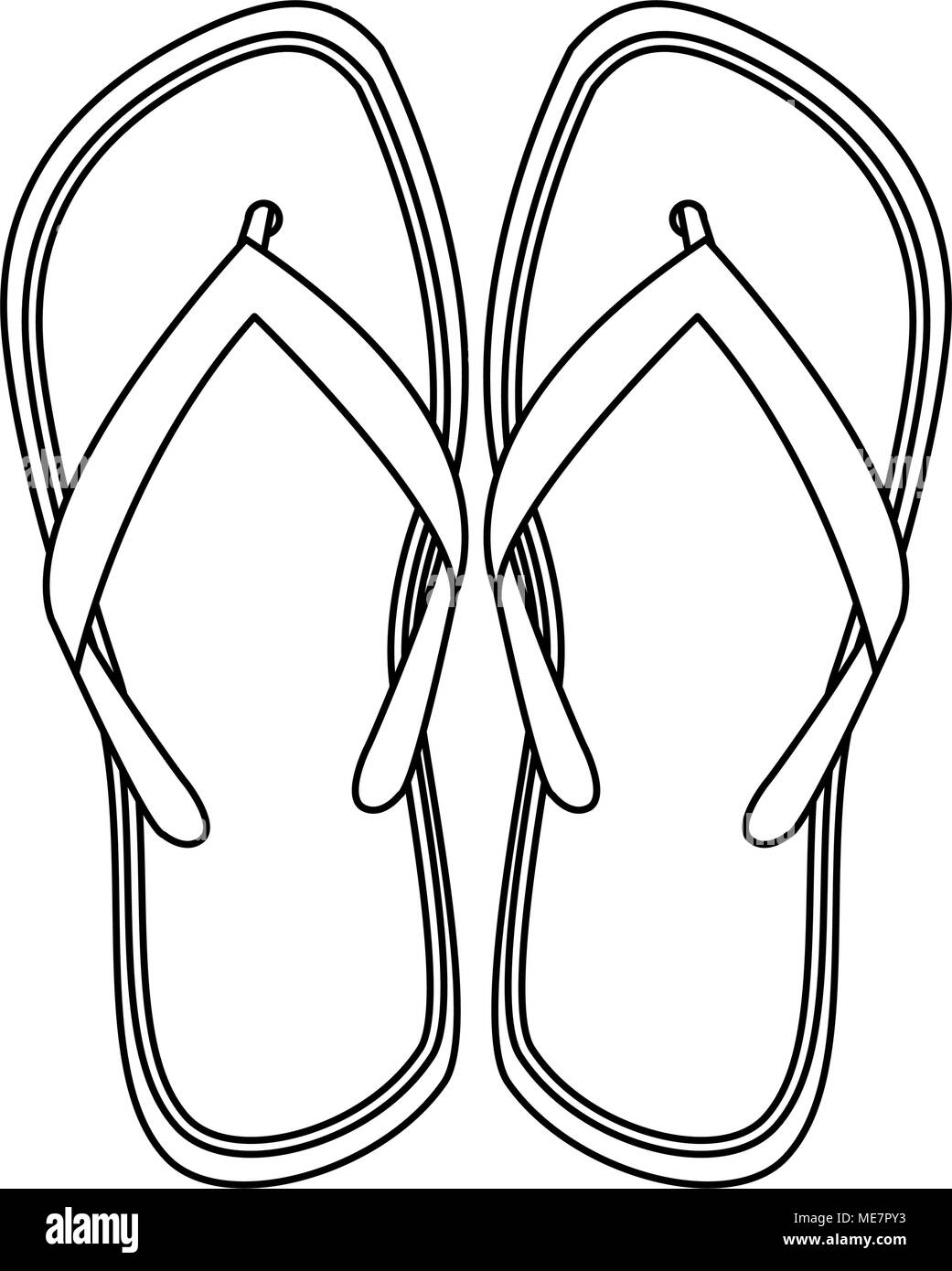 Flip flops sandals on black and white Stock Vector