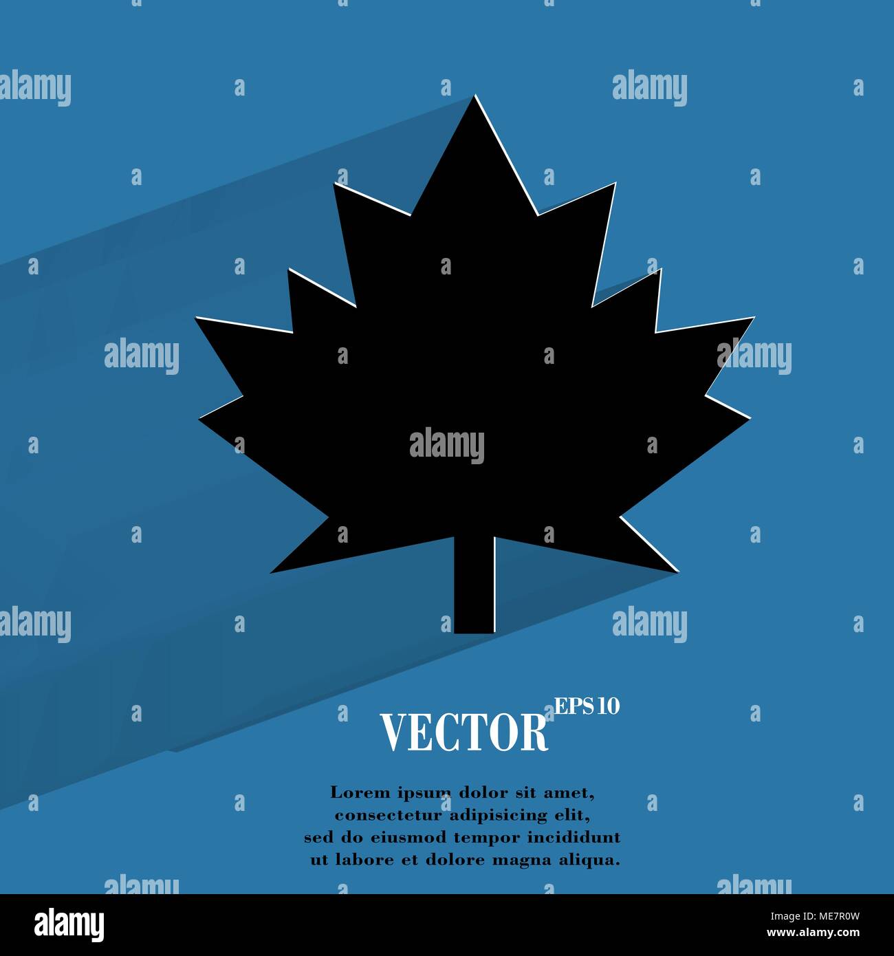 maple Leaf. Flat modern web button with long shadow and space for your text. Vector. EPS10 Stock Vector