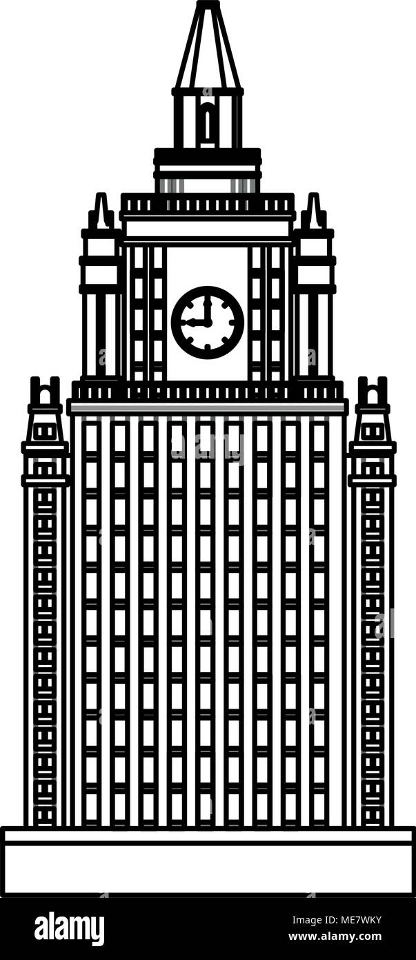 Skyscraper building isolated on black and white Stock Vector Image ...