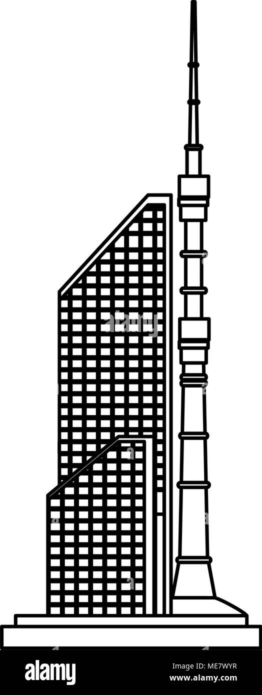 Skyscraper building company on black and white Stock Vector Image & Art ...