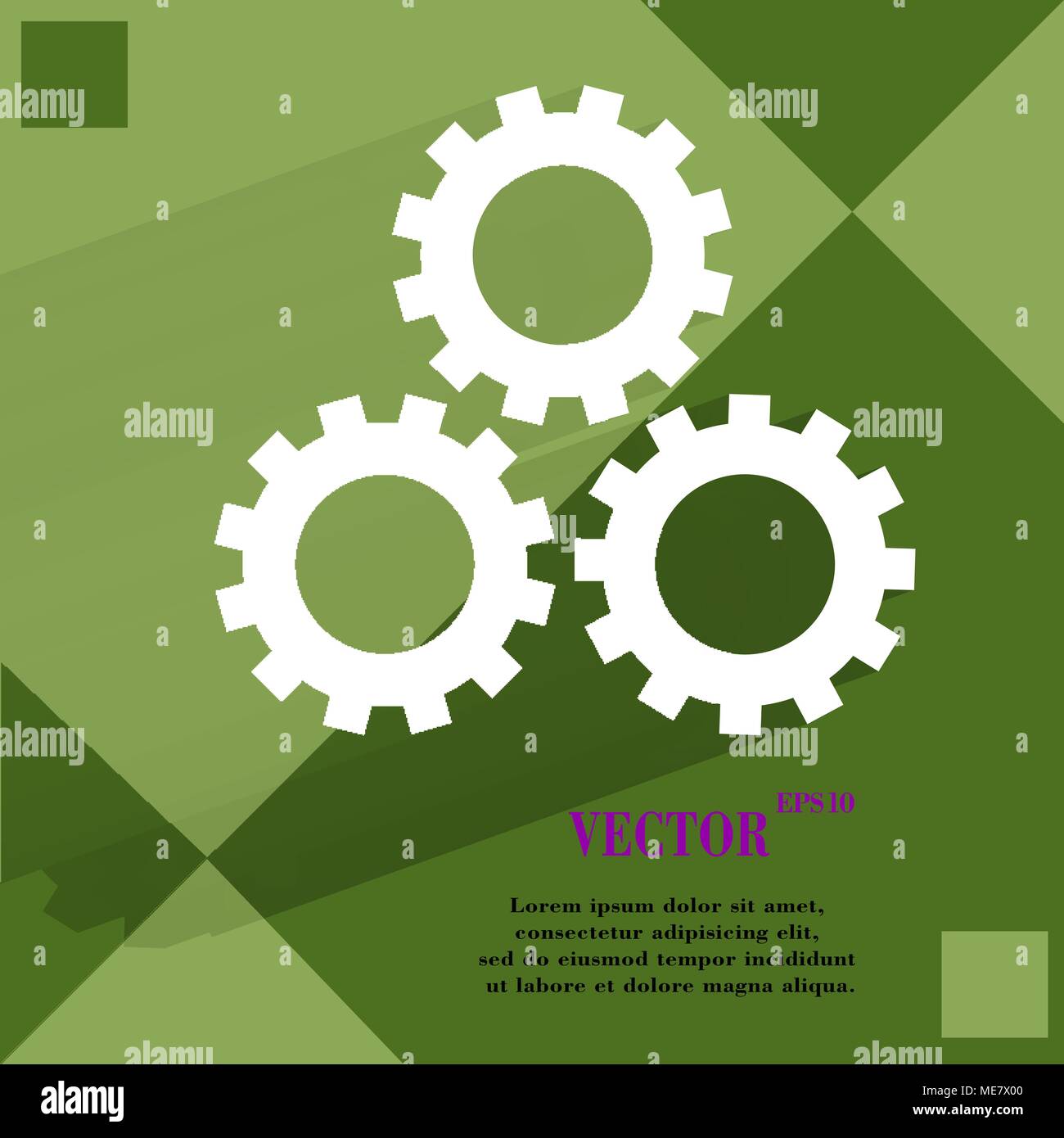 Settings Sign icon, on a flat geometric abstract background Vector ...