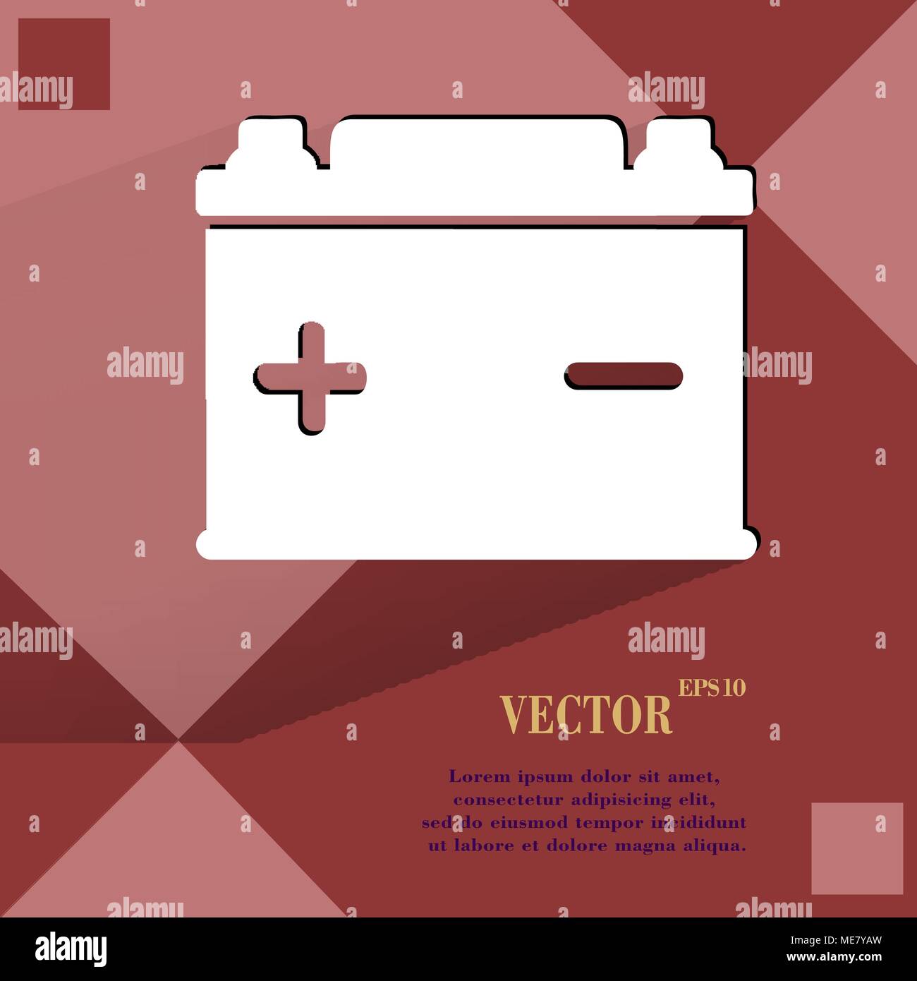 Car battery. Flat modern web button on a flat geometric abstract background. Vector. EPS10 Stock Vector