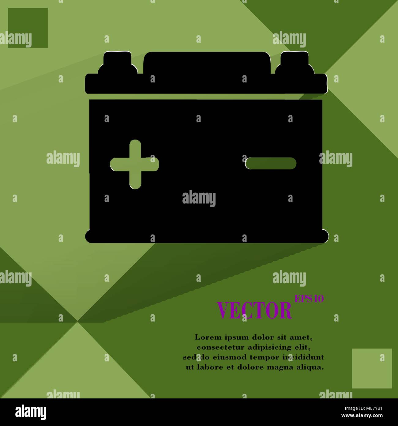 Car battery. Flat modern web button on a flat geometric abstract background. Vector. EPS10 Stock Vector