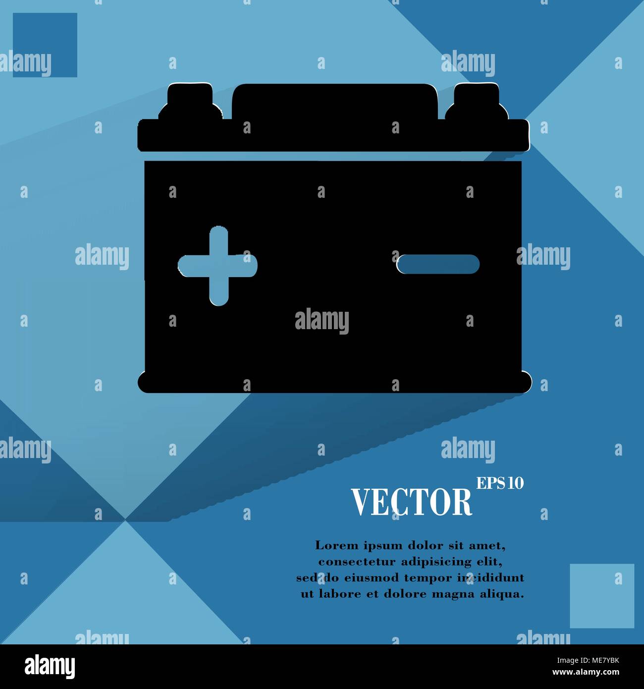 Car battery. Flat modern web button on a flat geometric abstract background. Vector. EPS10 Stock Vector