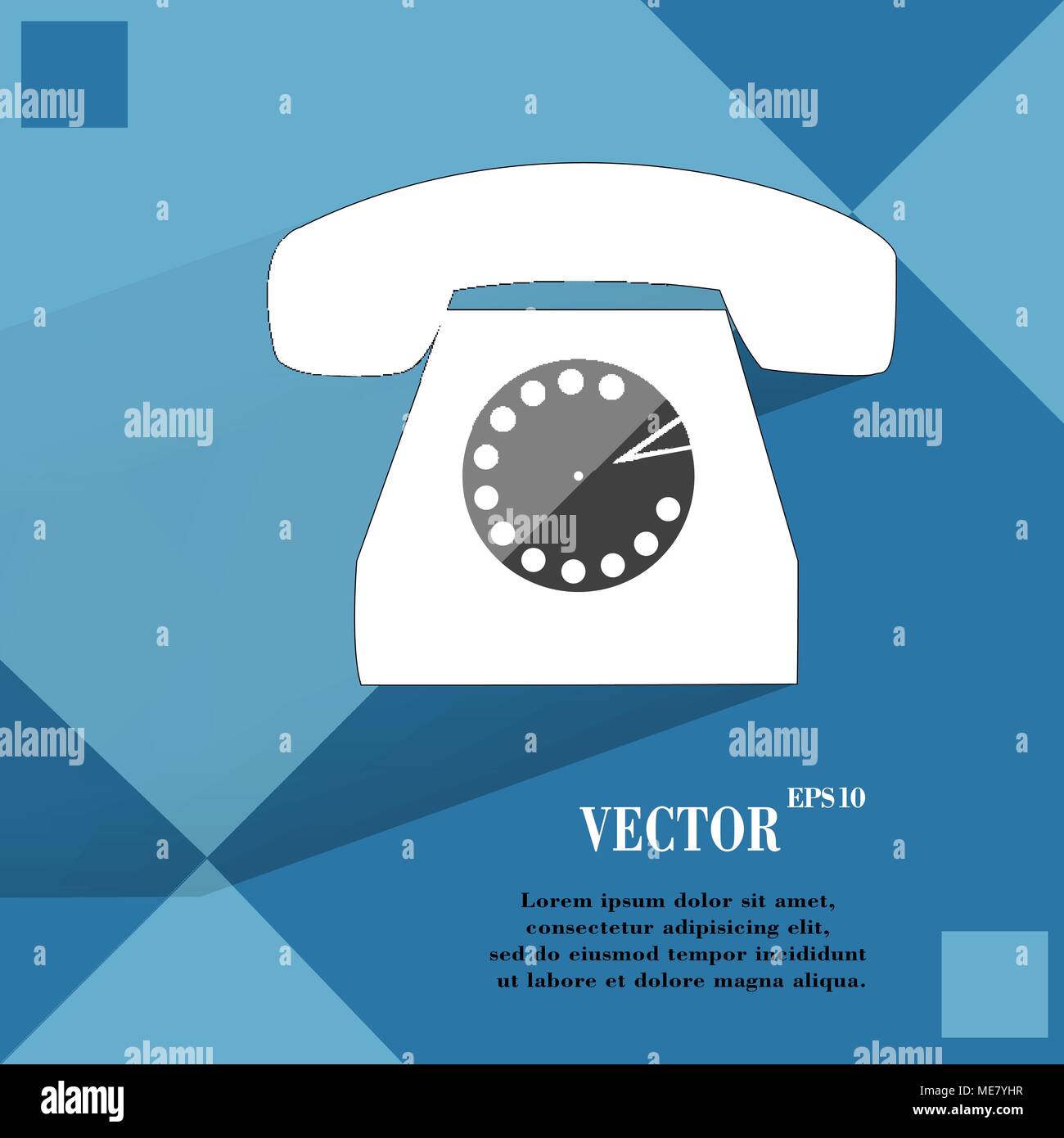 Retro telephone. Flat modern web button on a flat geometric abstract ...
