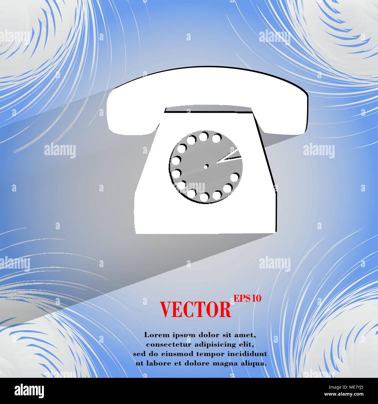 Retro telephone. Flat modern web button on a flat geometric abstract ...