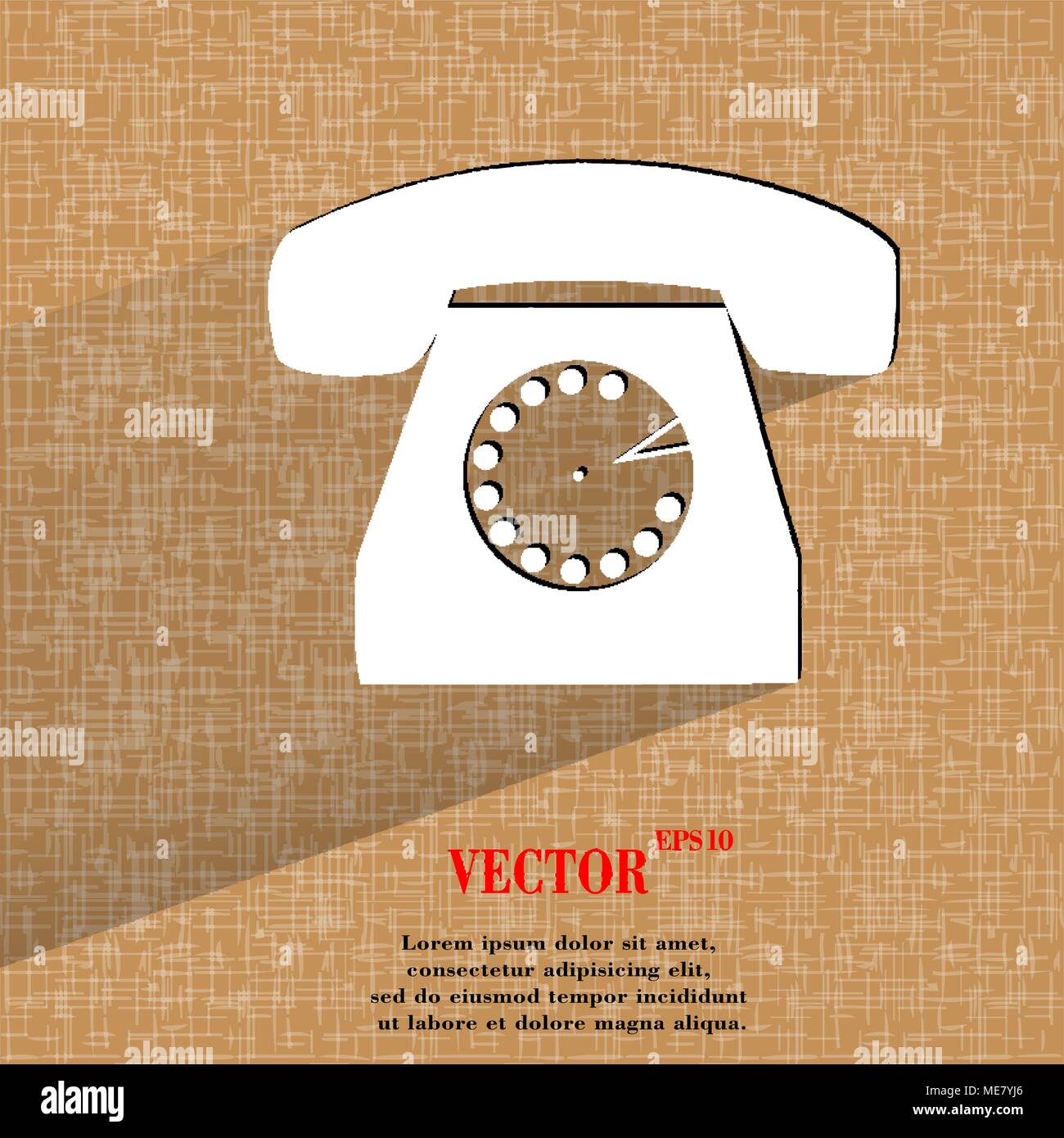 Retro telephone. Flat modern web button on a flat geometric abstract ...