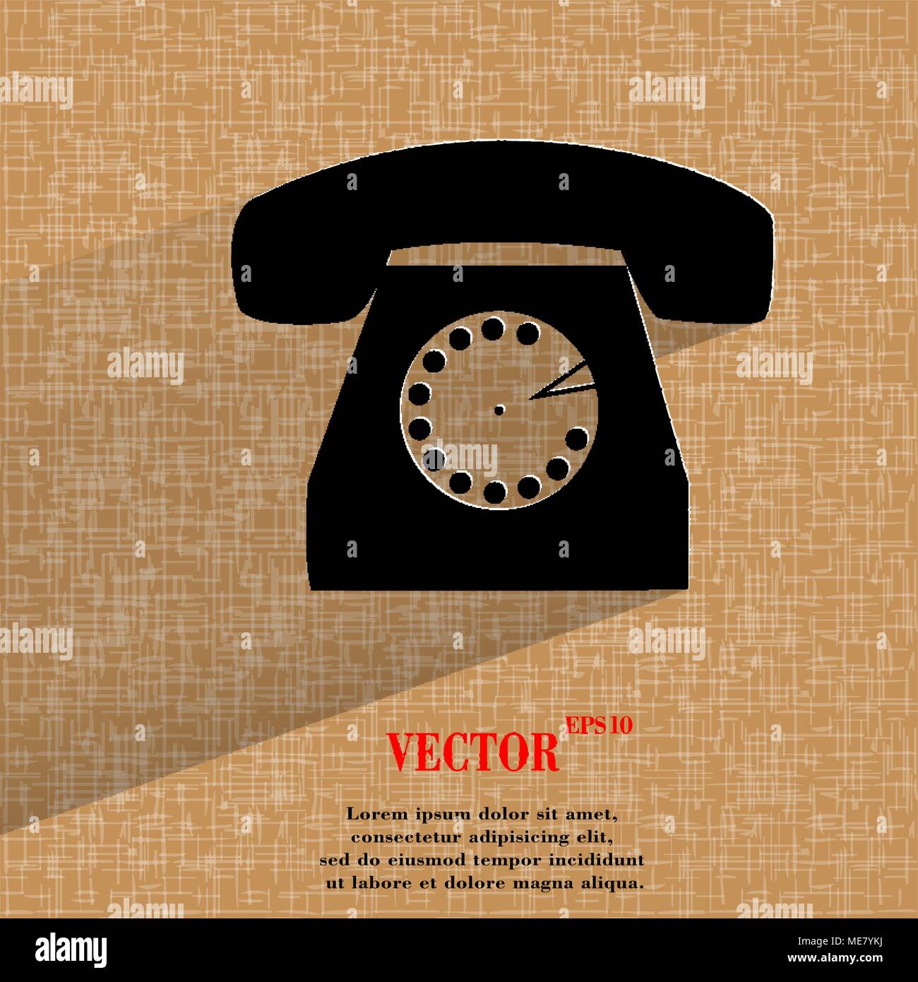 Retro telephone. Flat modern web button on a flat geometric abstract ...