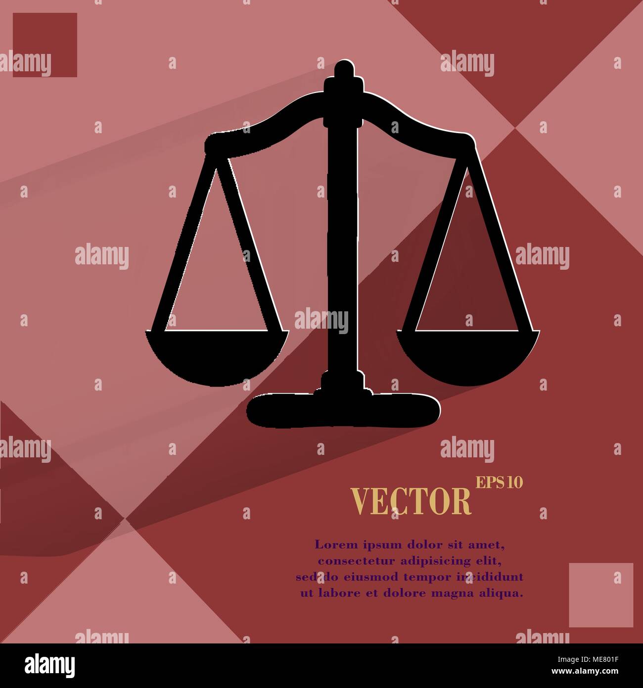 Scales balance. Flat modern web button on a flat geometric abstract background  Vector. EPS10 Stock Vector