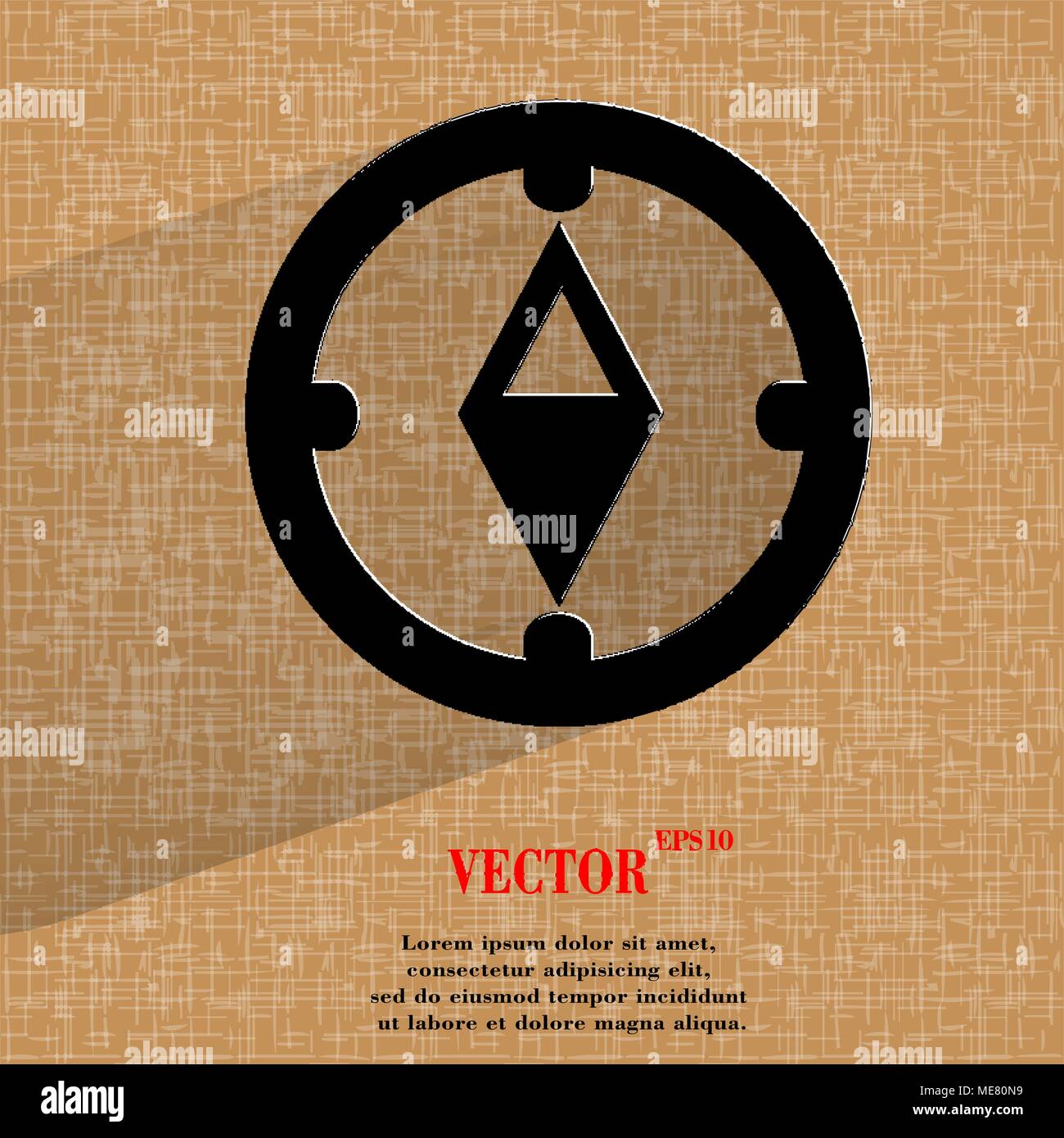 Compass. Flat modern web button on a flat geometric abstract background Vector. EPS10 Stock Vector