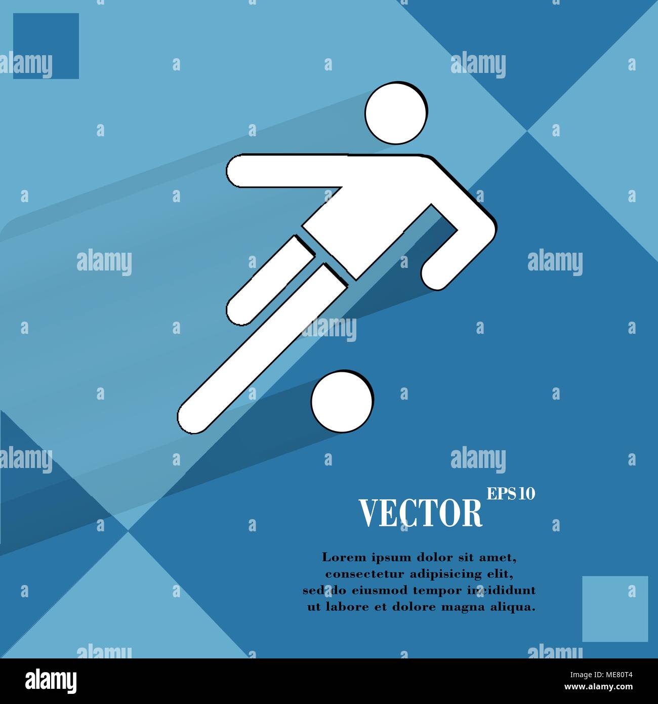 football player. Flat modern web button   on a flat geometric abstract background  Vector. EPS10 Stock Vector