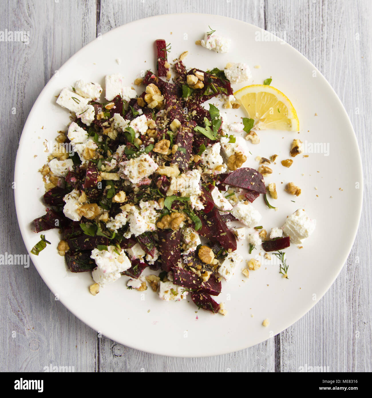 Beetroot Salad With Cottage Cheese And Walnuts European Cuisine