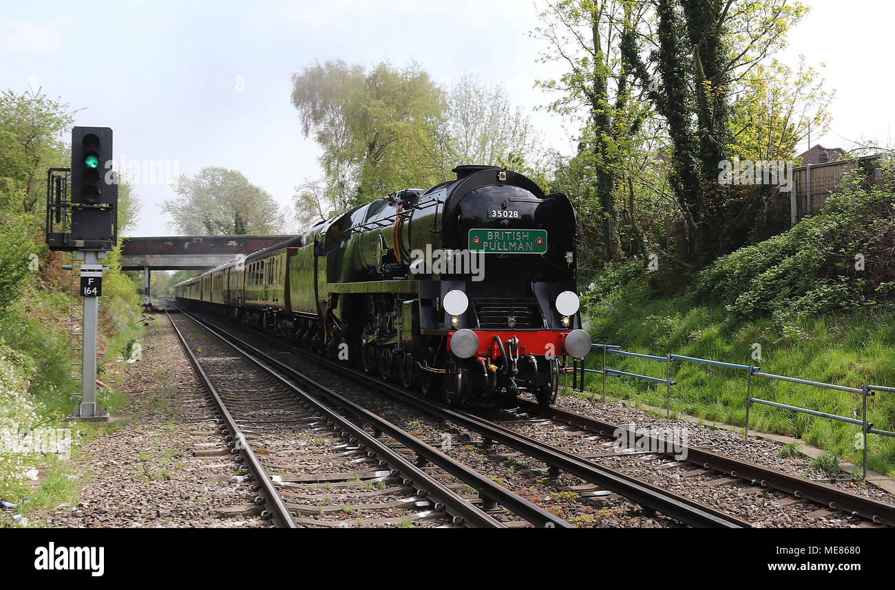 London, UK. 21st April, 2018. British Railways Merchant Navy Class ...