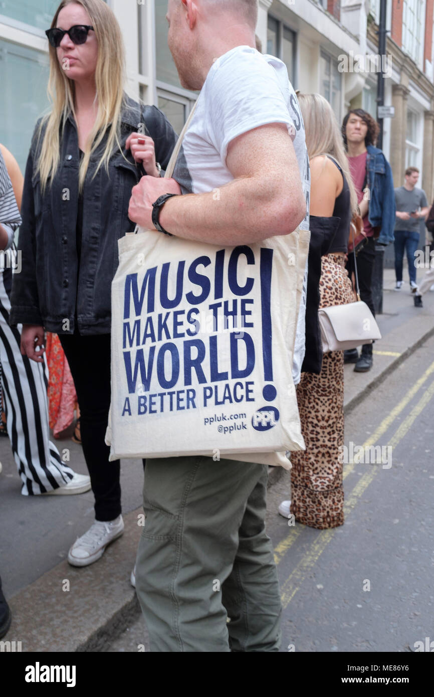 London, UK. 21 April 2018. Vinyl record collectors and enthusiasts celebrate Record Store Day throughout the Soho area of central London, UK Stock Photo