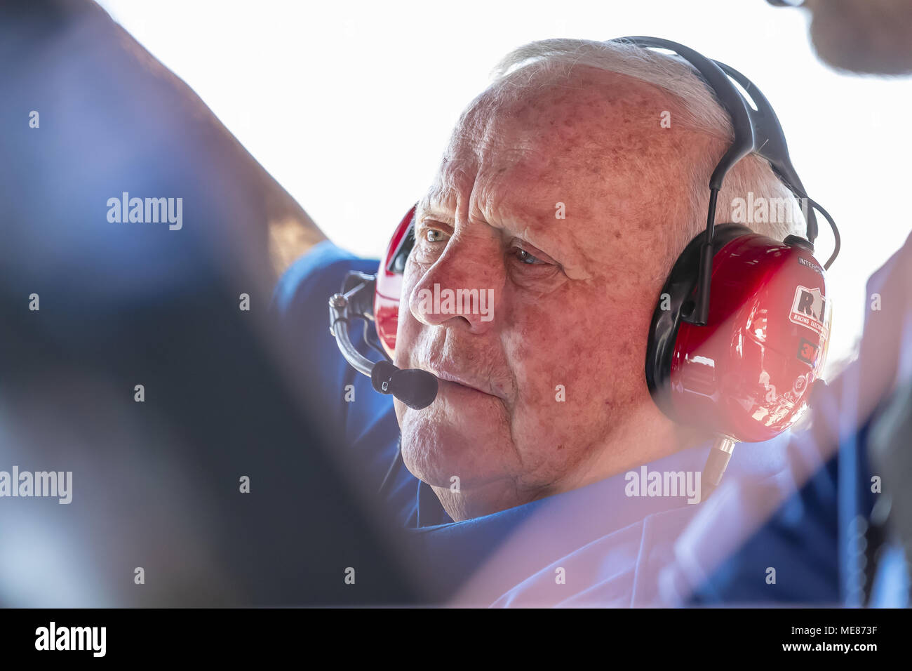 Birmingham, Alabama, USA. 21st Apr, 2018. Team Owner, AJ Foyt, Jr. waits for a practice session for the Honda Indy Grand Prix of Alabama at Barber Motorsports Park in Birmingham Alabama. Credit: Walter G Arce Sr Asp Inc/ASP/ZUMA Wire/Alamy Live News Stock Photo