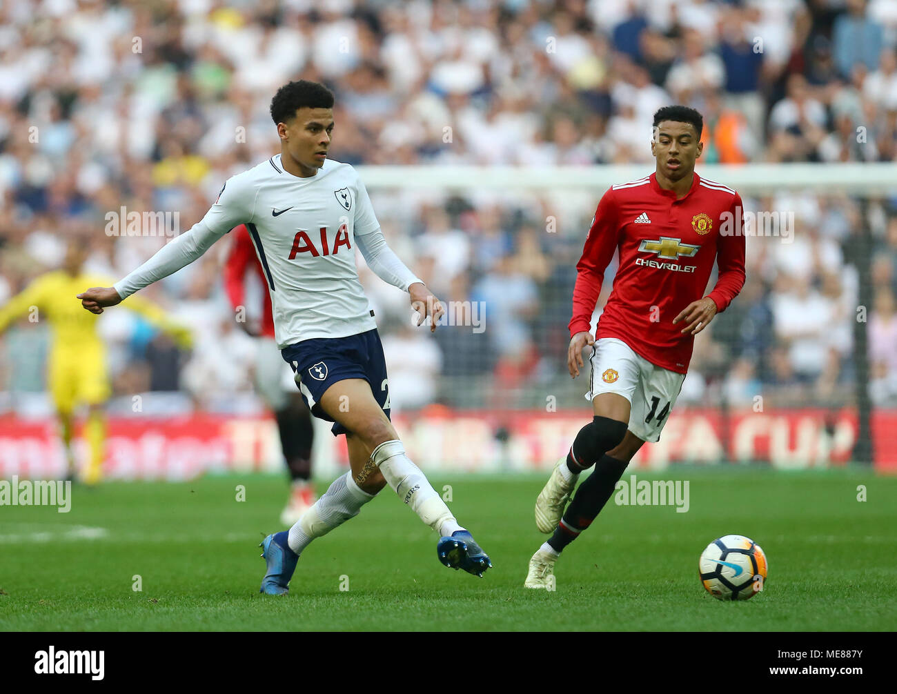 Dele Alli of Tottenham Hotspur and Jesse Lingard of Manchester United