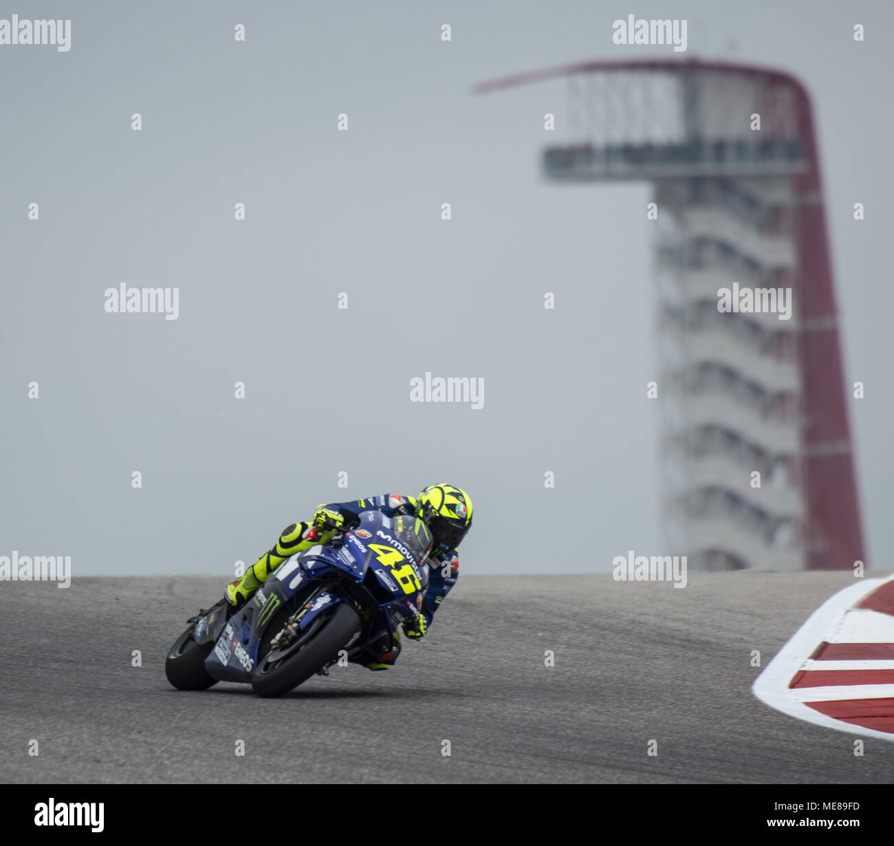 Austin, Texas, U.S.A. 21st Apr, 2018. 46 'VALENTINO ROSSI' of Movistar Yamaha MotoGP come over turn 6. Credit: Hoss Mcbain/ZUMA Wire/Alamy Live News Stock Photo