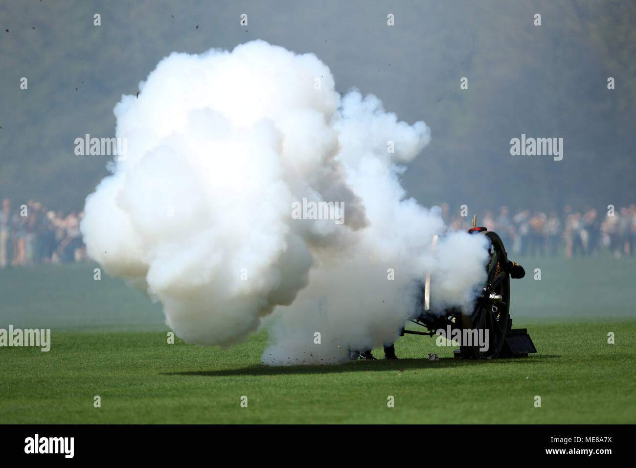 London, UK, 21 April 2018. A 41gun salute is fired by the Kings Troop