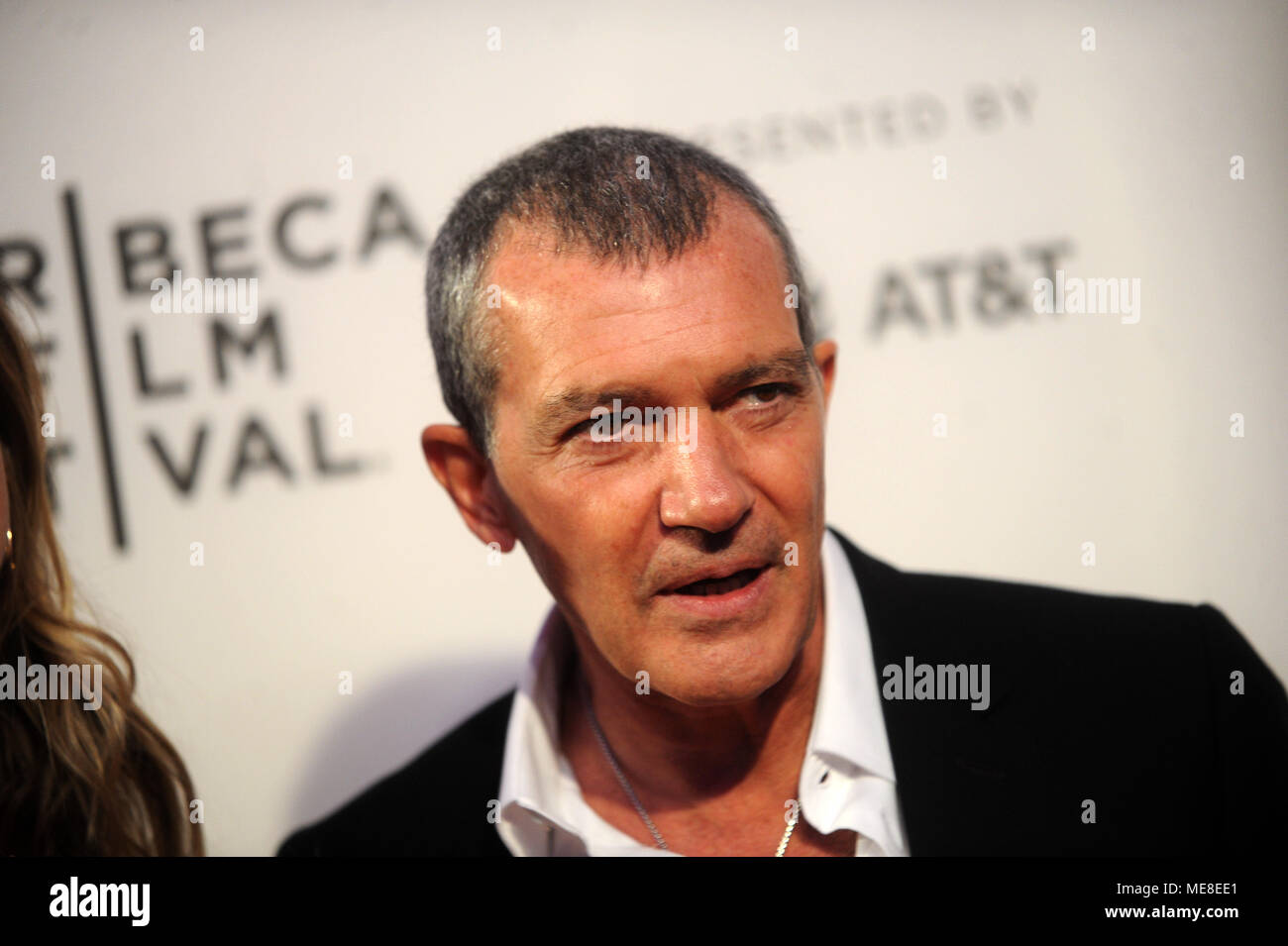 NEW YORK, NY - APRIL 20:  Antonio Banderas attends 'Genius: Picasso' during the 2018 Tribeca Film Festival at BMCC Tribeca PAC on April 20, 2018 in New York City.   People:  Antonio Banderas Stock Photo