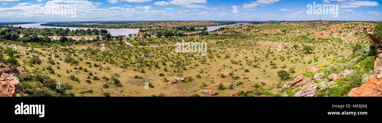 Limpopo river boundary with Zimbabwe  in Mapungubwe national park, South Africa Stock Photo