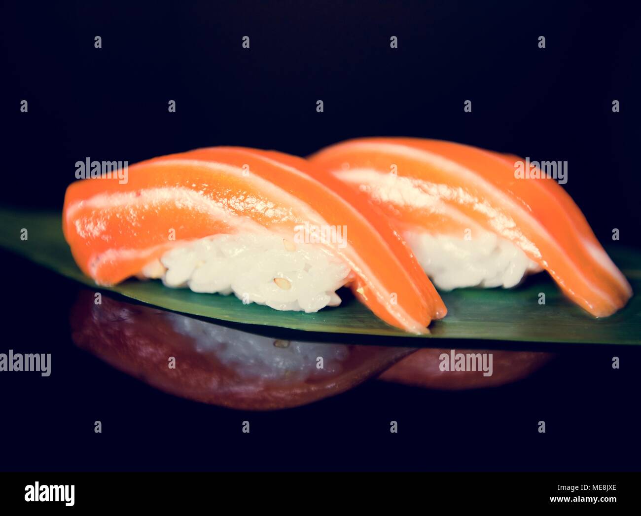 Salmon sushi japanese food healthy Stock Photo