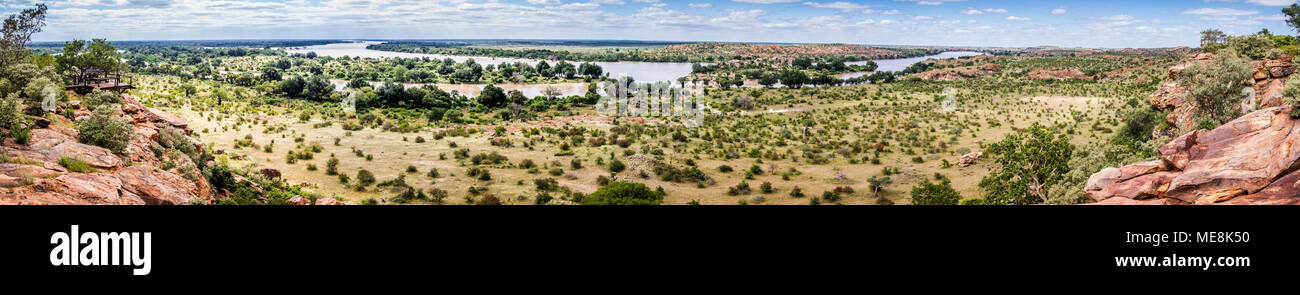 Limpopo river boundary with Zimbabwe in Mapungubwe national park, South Africa Stock Photo