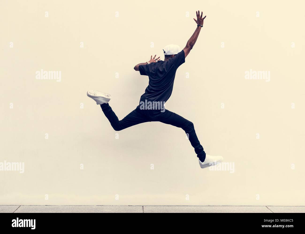 African man jumping Stock Photo