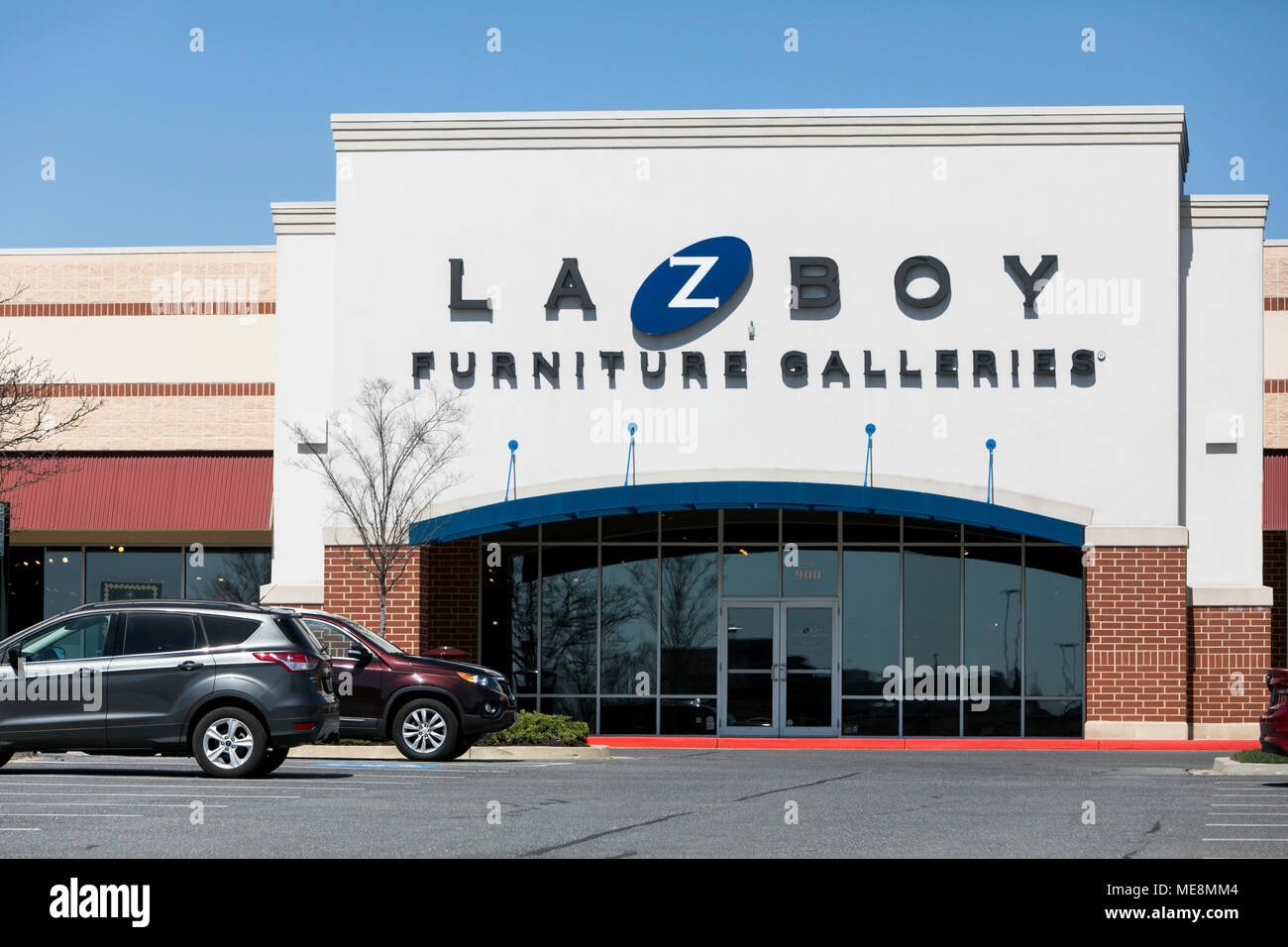 A logo sign outside of a La-Z-Boy retail store location in Columbia, Maryland on April 20, 2018. Stock Photo