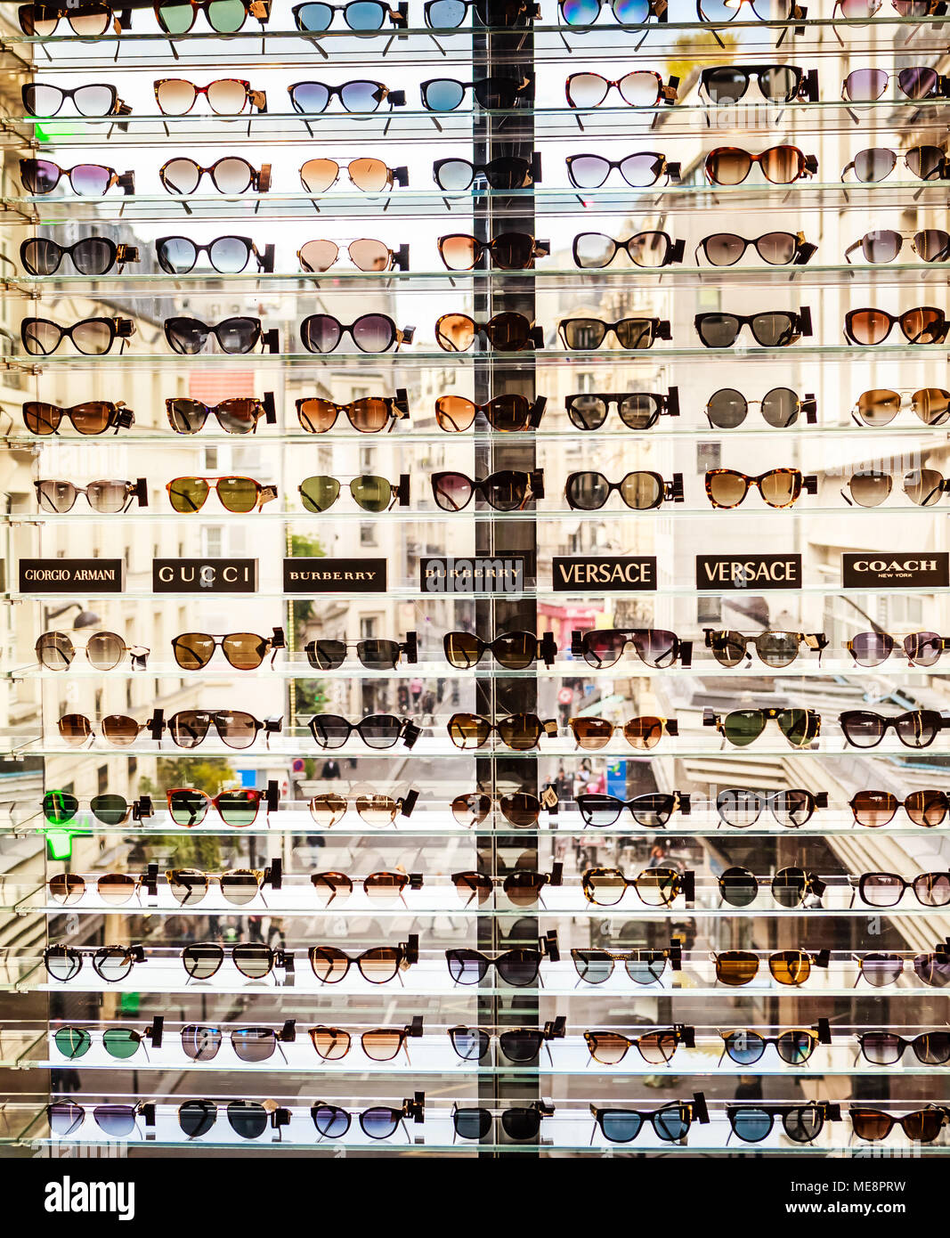 Rack with sunglasses in eyewear store. Galeries Lafayette Haussmann. Paris.  France Stock Photo - Alamy