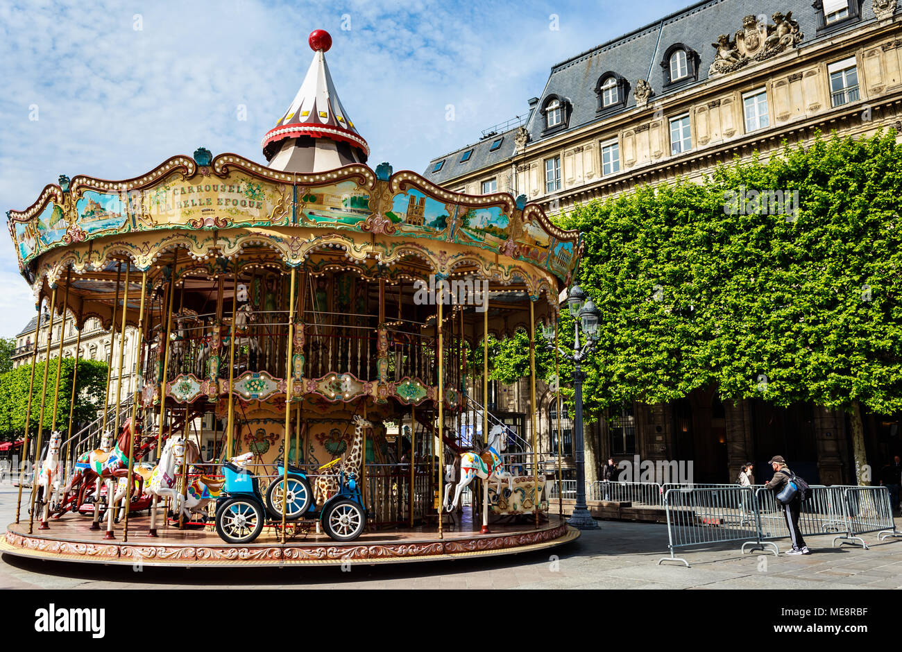 Carrousel In The Square Below Hotel De Ville Paris France Stock Photo Alamy
