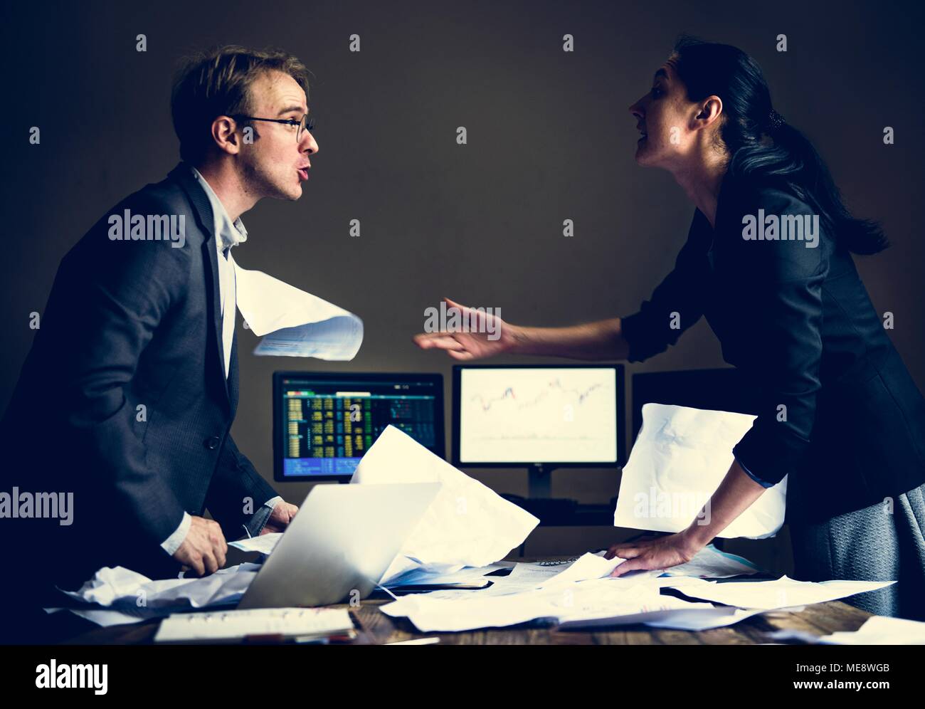 Business partner fighting while they are meeting Stock Photo