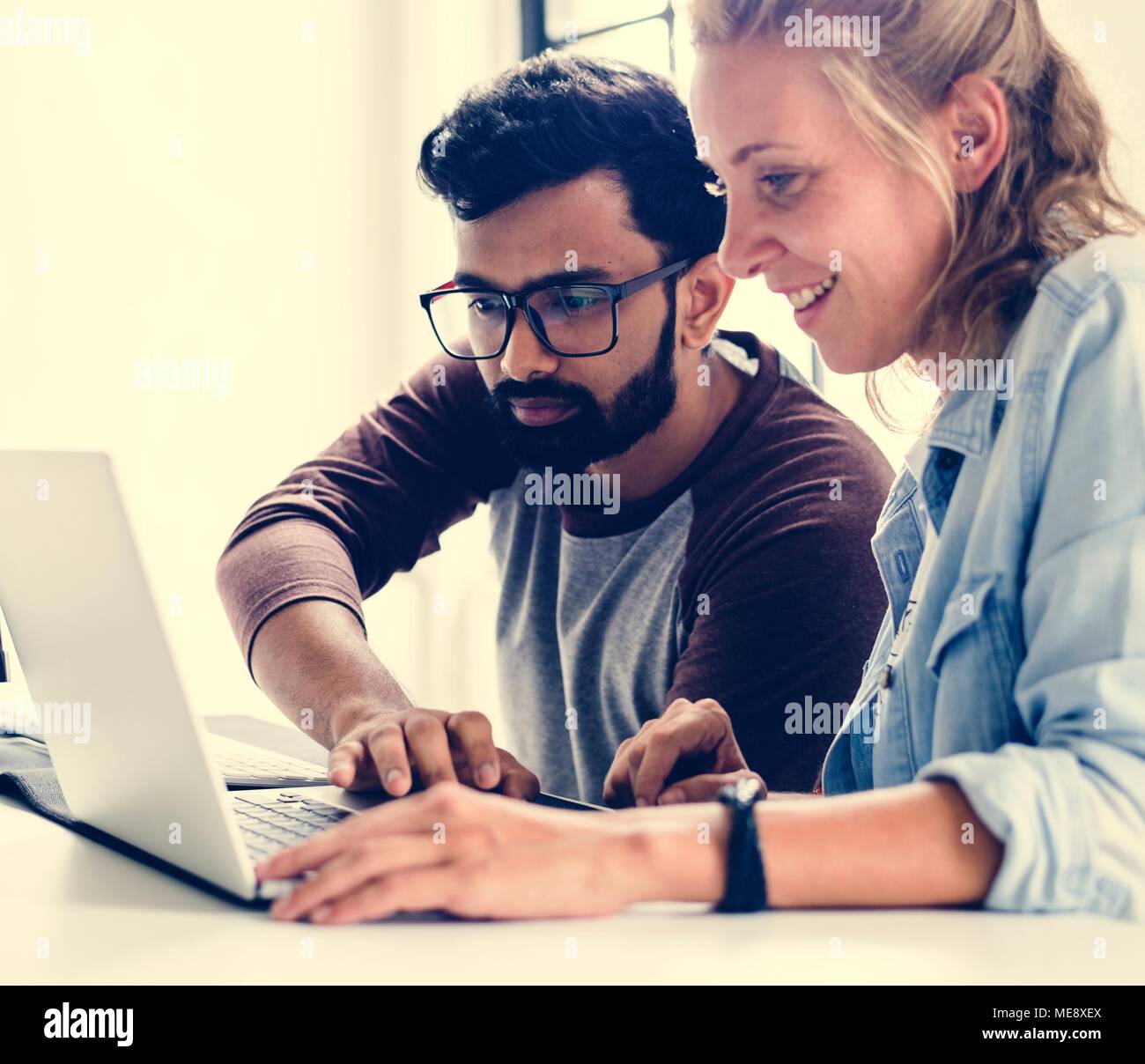 People working together about internet technology Stock Photo